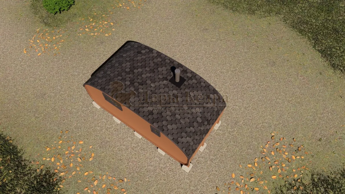 Баня-бочка «Гипоид» из кедра 5х2,2 метра (вариант 2)